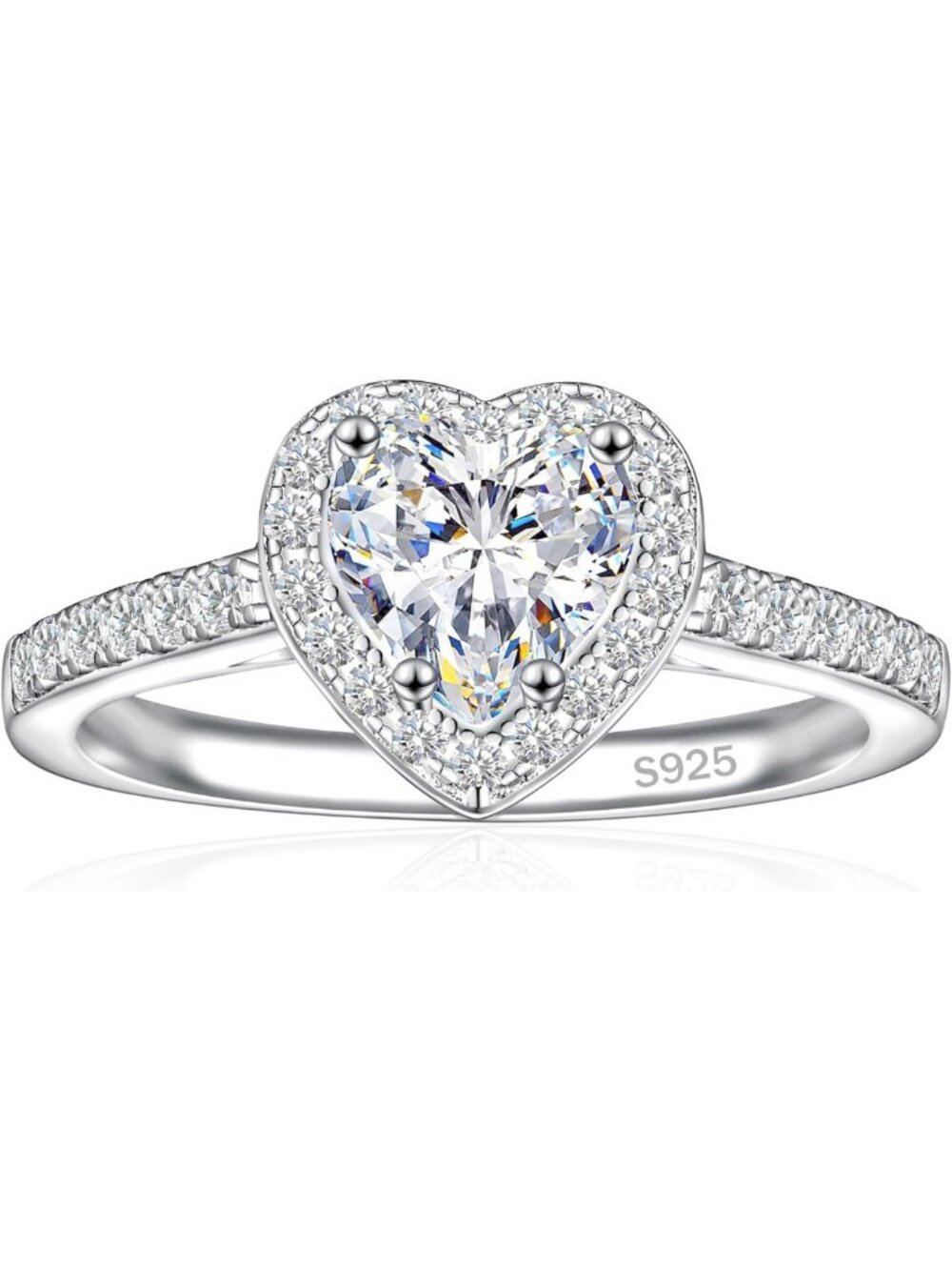 Heart Cut 925 Sterling Silver Engagement Ring for Women - Elegant & Timeless
